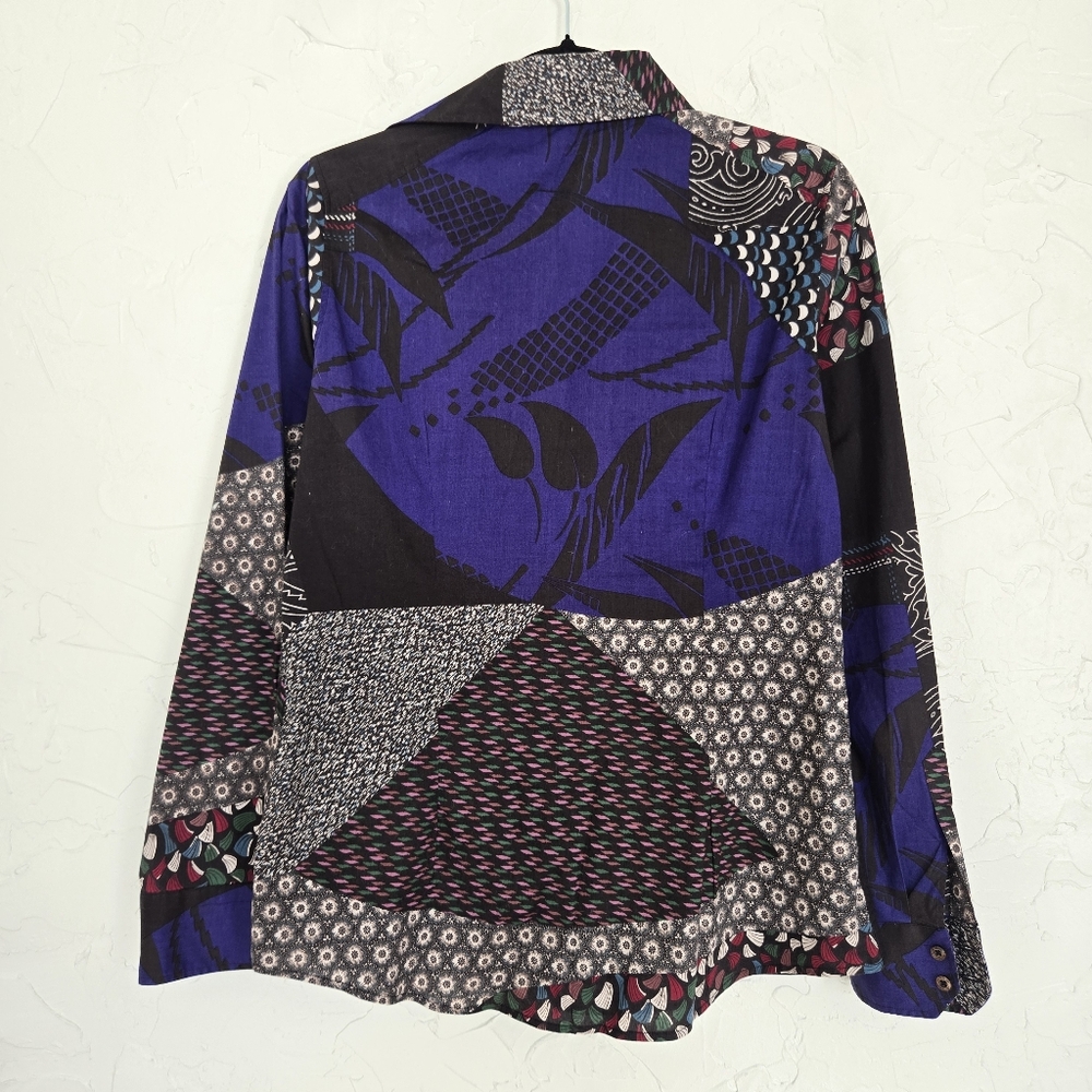 Etro Patterned Indigo Black Patchwork Button Up T… - image 4